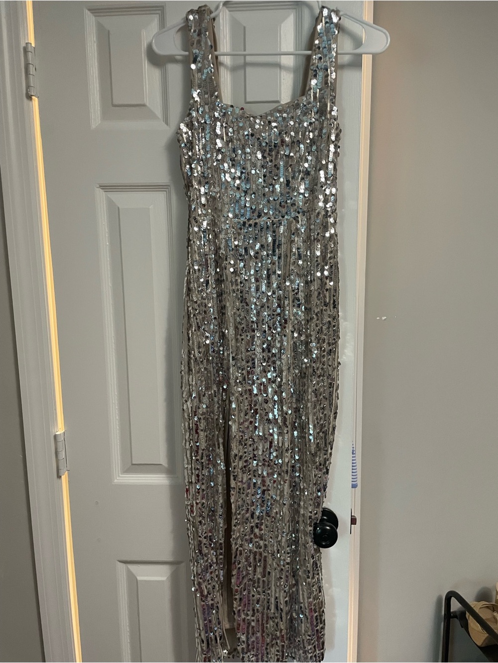 Show Me Your MuMu Silver Sequin Maxi Dress